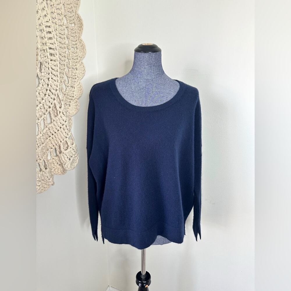 Notshy Cashmere Classic Navy Women's Crew Neck Sweater Size L/XL